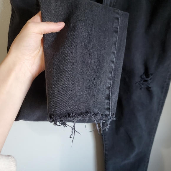 Madewell Black Distressed High-Rise Slim Crop Boyjean - Picture 6 of 11